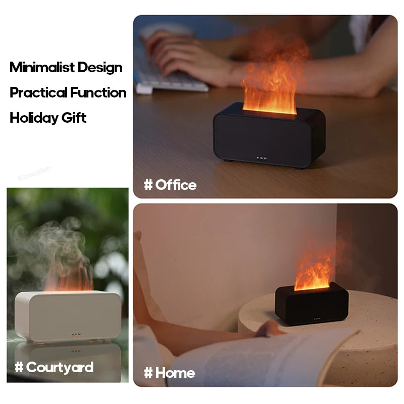 Mini Ultrasonic Aroma Diffuser and Humidifier with LED Flame Lamp Function